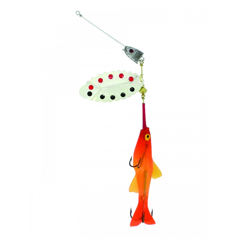 Leurres Cuiller Suissex Fun Fluo N°3 - Palette Points Rouges Et Noirs - Avec Avançon Plombé - Pour Truites Et Carnassiers