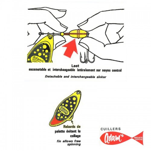 CUILLER ADAM&#039;S PLOMBEE ARGENT BULLE NOIRE - COLLECTION LEURRE ANCIEN